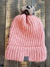 Load image into Gallery viewer, Peach Hat with Cheetah Pom-Pom
