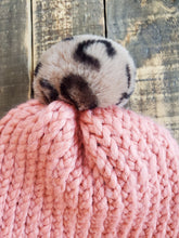 Load image into Gallery viewer, Peach Hat with Cheetah Pom-Pom
