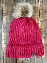 Load image into Gallery viewer, Red Hat with Brown Pom-Pom
