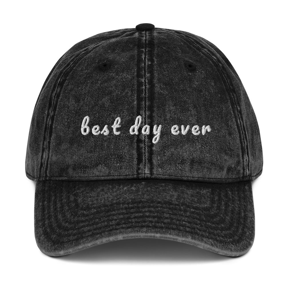 Vintage BEST DAY EVER Cotton Twill Cap- FREE SHIPPING
