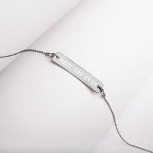 Engraved Silver Bar Chain Necklace