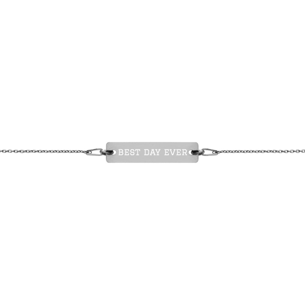 Engraved Silver Bar Chain Bracelet